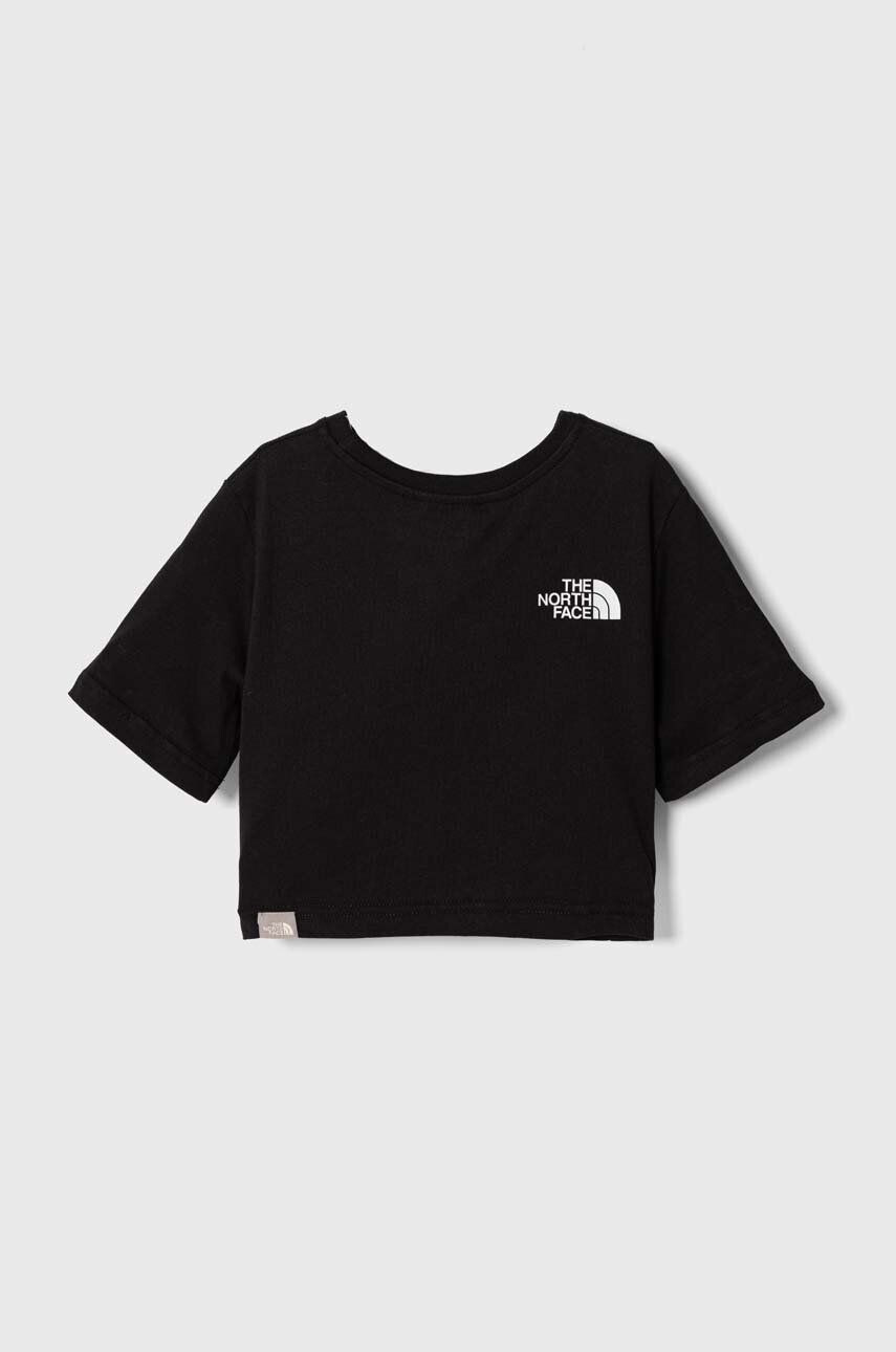 The North Face tricou de bumbac pentru copii G S/S CROP EASY TEE culoarea negru - Pled.ro