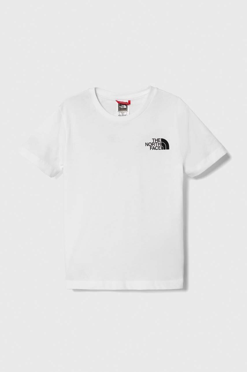 The North Face tricou de bumbac pentru copii S/S SIMPLE DOME TEE culoarea alb cu imprimeu - Pled.ro