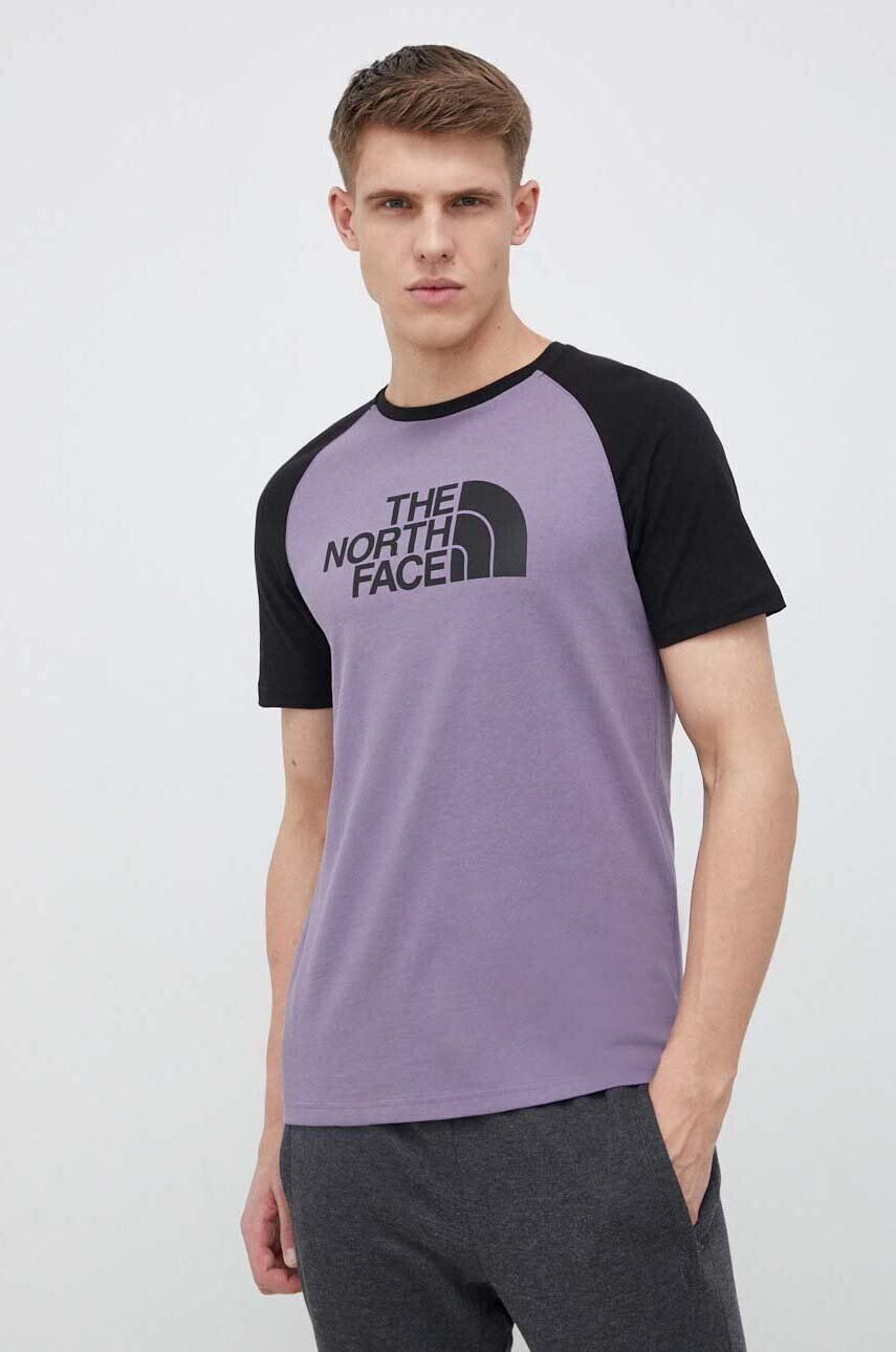 The North Face tricou din bumbac culoarea violet cu imprimeu - Pled.ro