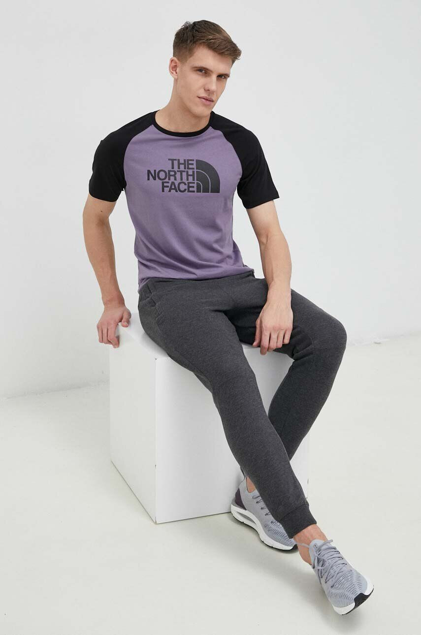 The North Face tricou din bumbac culoarea violet cu imprimeu - Pled.ro