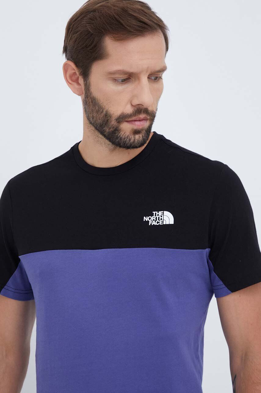 The North Face tricou din bumbac culoarea albastru marin cu imprimeu - Pled.ro