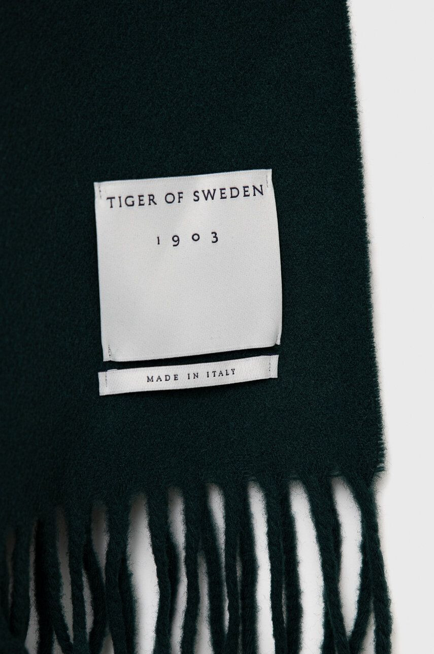 Tiger of Sweden esarfa de lana culoarea verde neted - Pled.ro