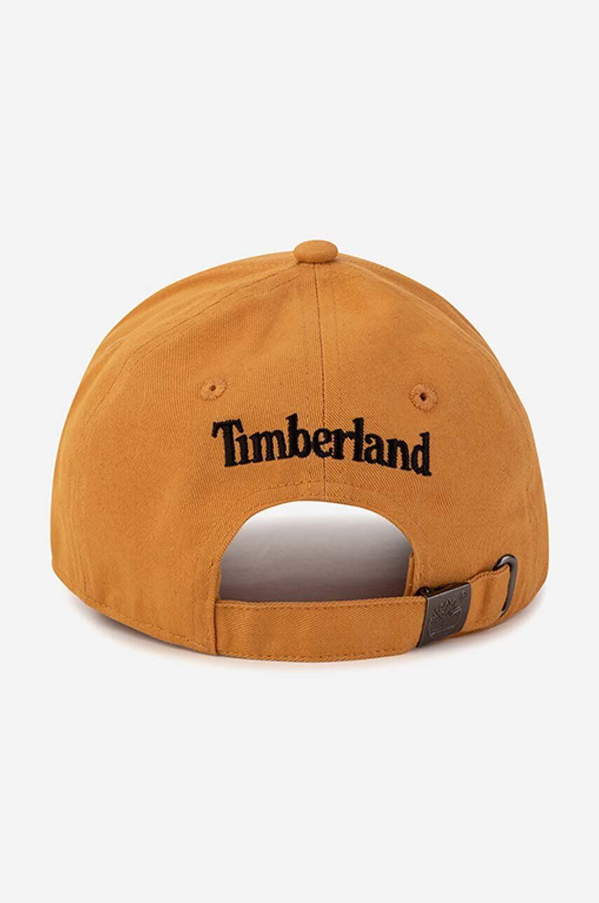 Timberland caciula de bumbac pentru copii culoarea galben cu imprimeu - Pled.ro