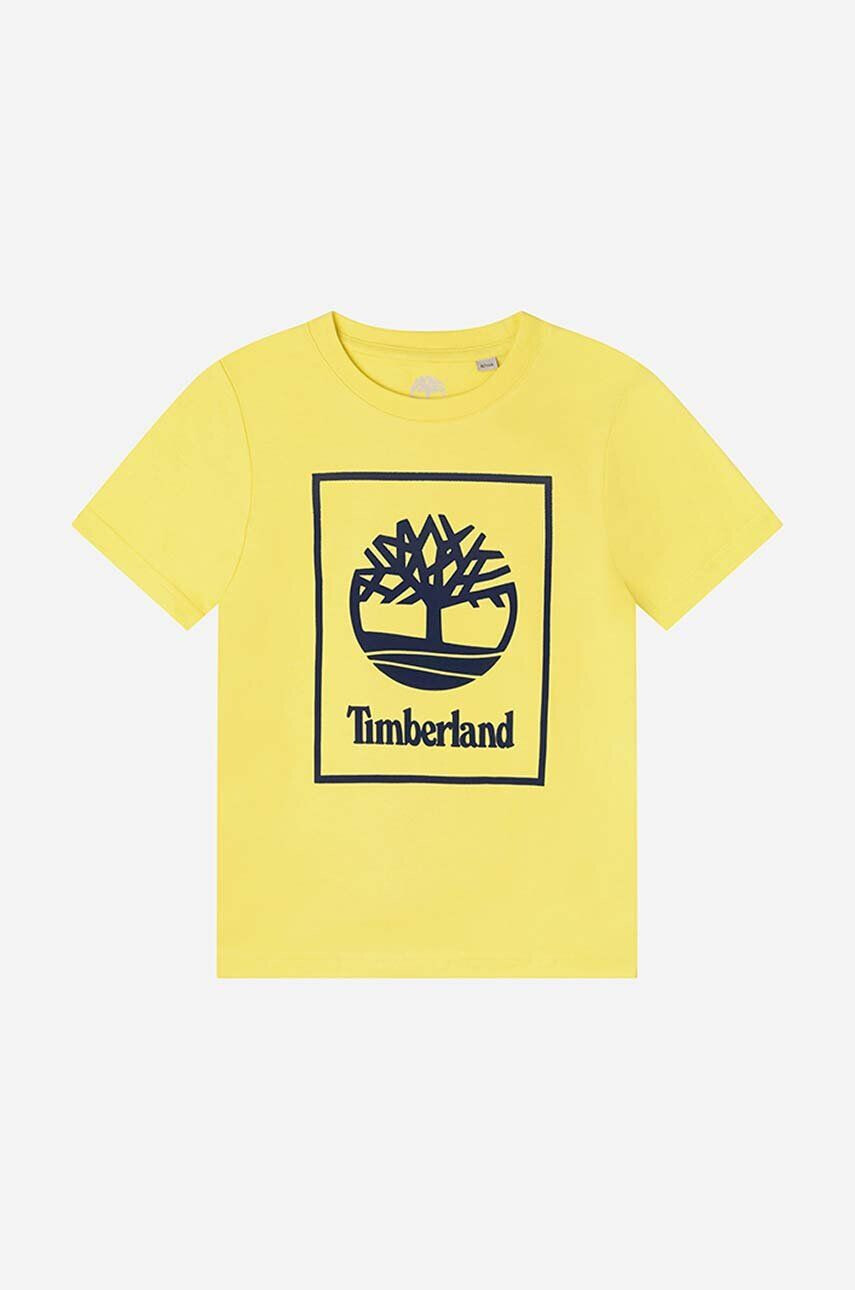 Timberland tricou de bumbac pentru copii culoarea galben cu imprimeu - Pled.ro