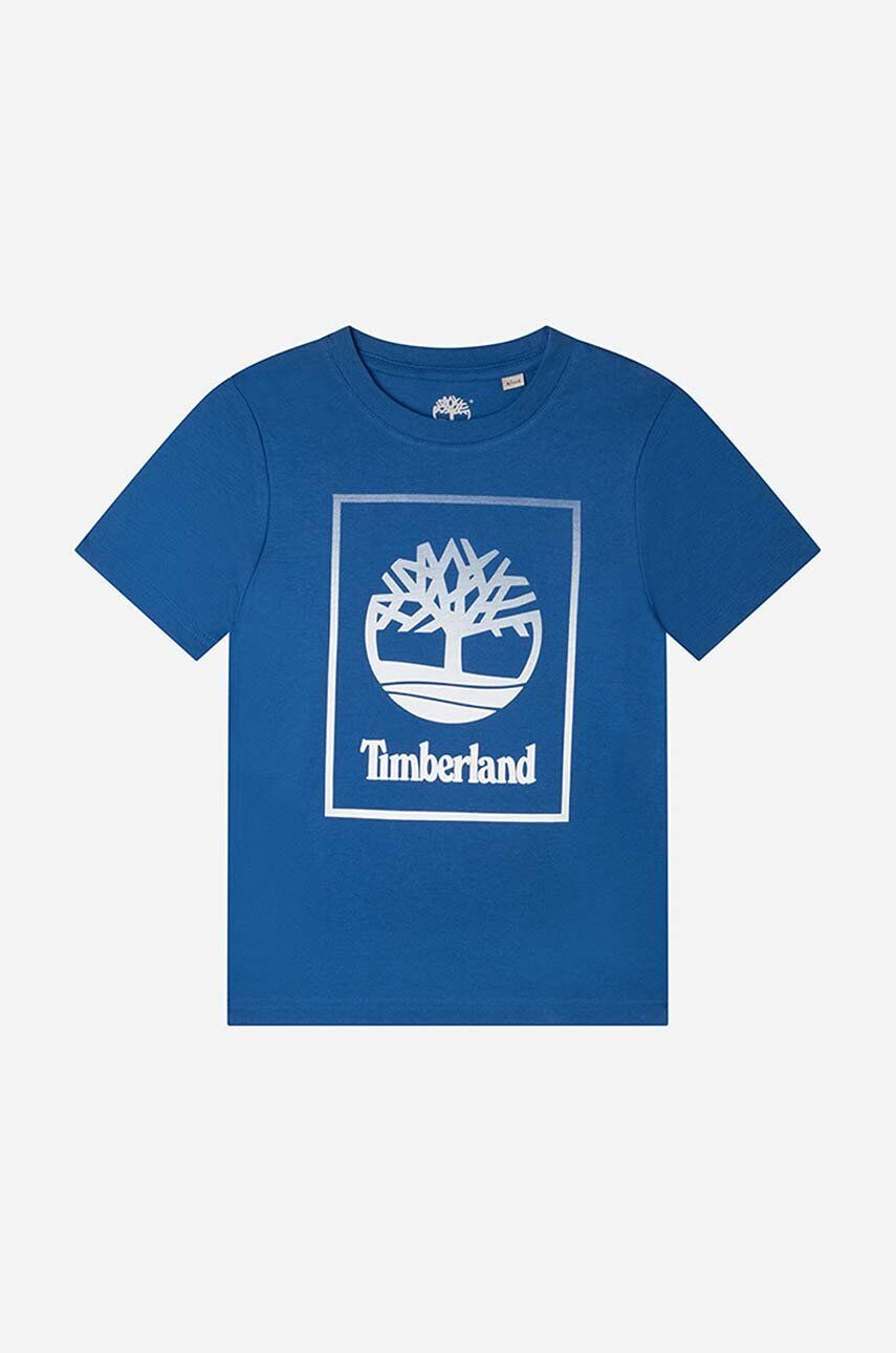 Timberland tricou de bumbac pentru copii Short Sleeves Tee-shirt culoarea albastru marin cu imprimeu - Pled.ro