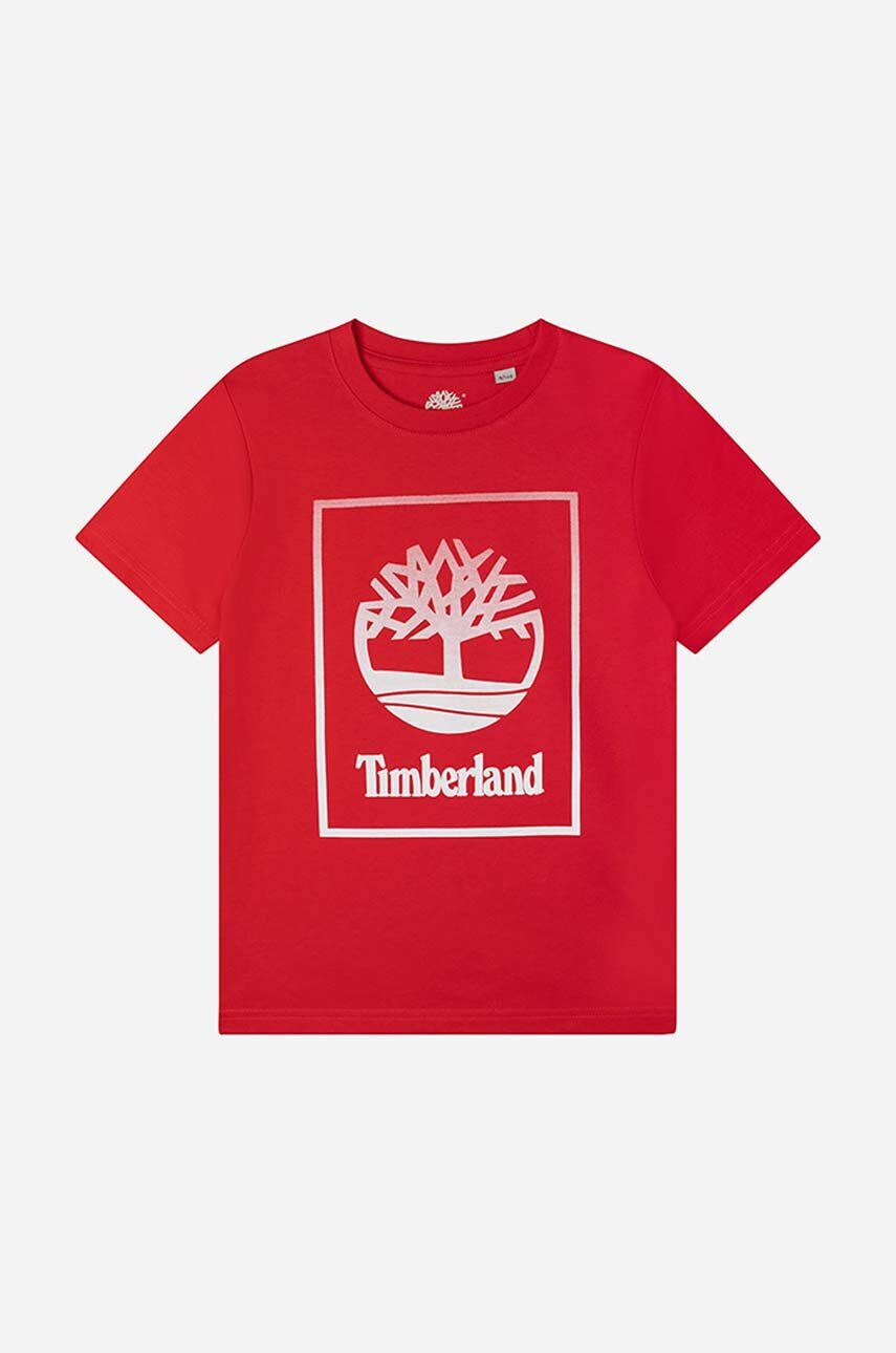 Timberland tricou de bumbac pentru copii Short Sleeves Tee-shirt culoarea rosu cu imprimeu - Pled.ro