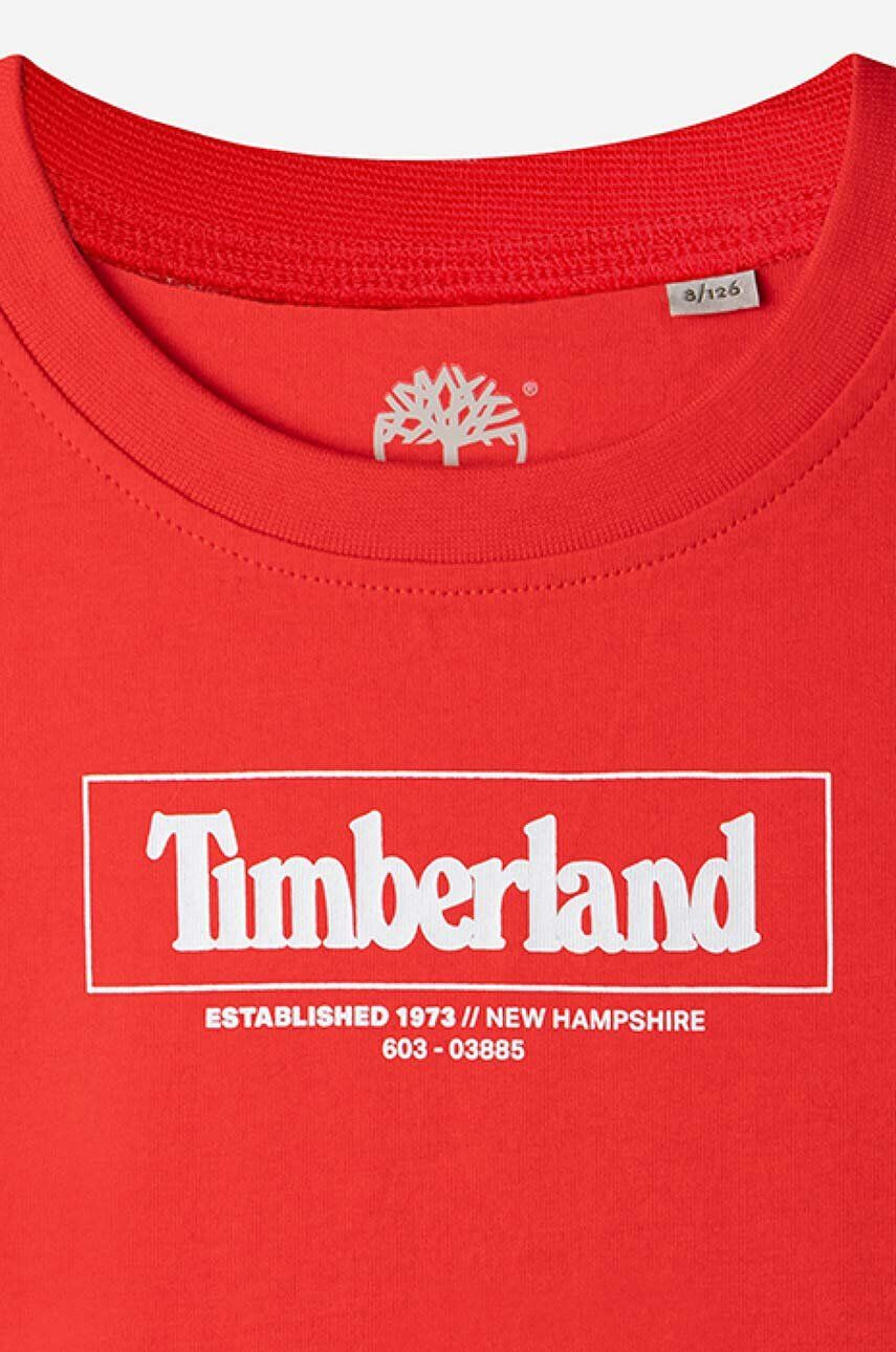 Timberland tricou de bumbac pentru copii Short Sleeves Tee-shirt culoarea rosu cu imprimeu - Pled.ro