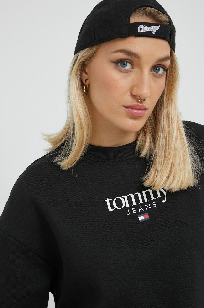 Tommy Jeans bluza femei culoarea negru cu imprimeu - Pled.ro