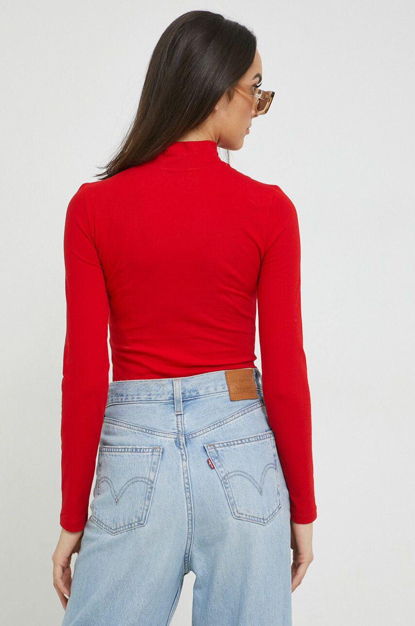 Tommy Jeans body femei culoarea rosu cu turtleneck - Pled.ro