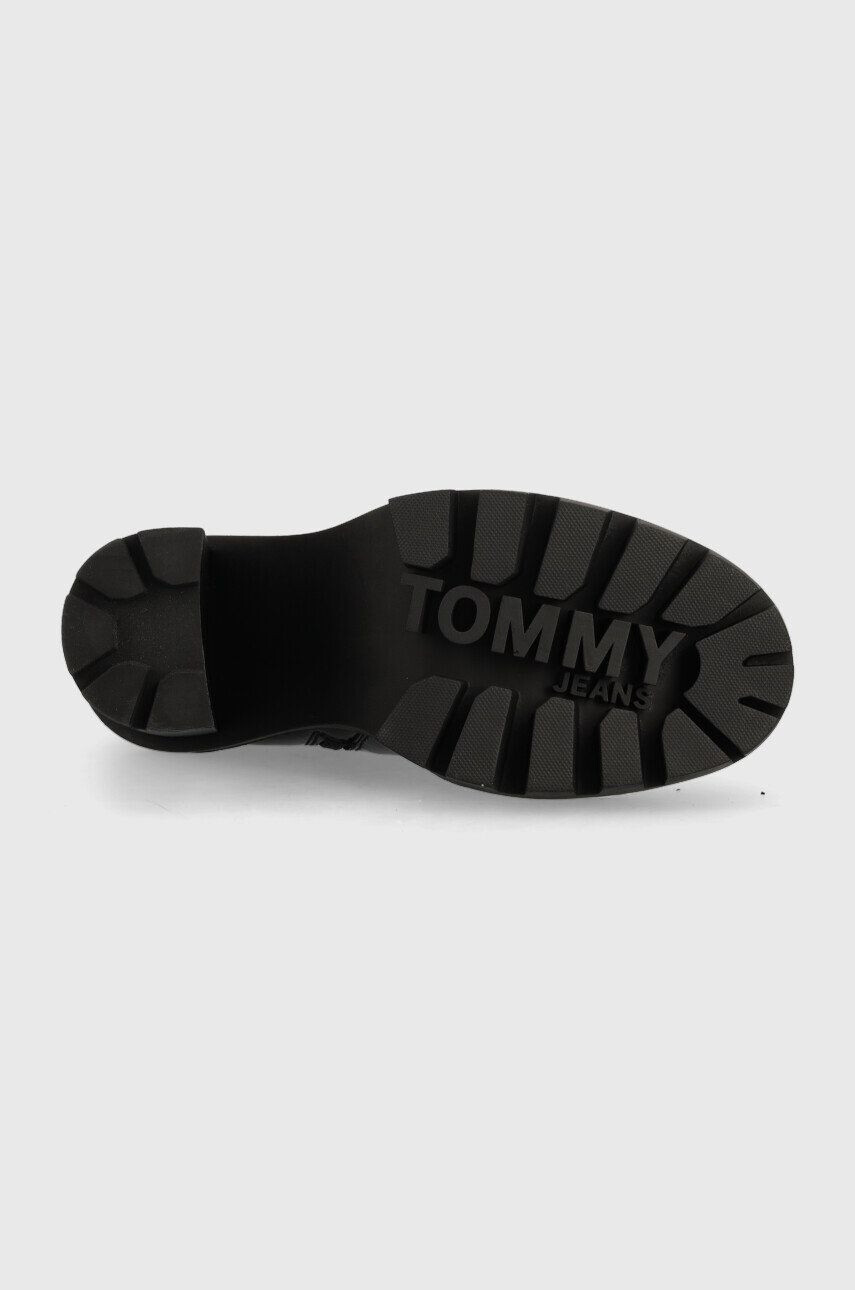 Tommy Jeans botine Heeled Boot femei culoarea negru cu toc drept - Pled.ro