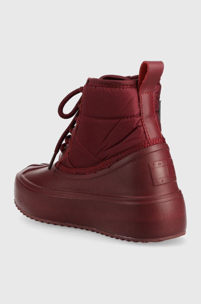 Tommy Jeans botine Fashion Boot femei culoarea bordo cu platforma izolare usoara - Pled.ro