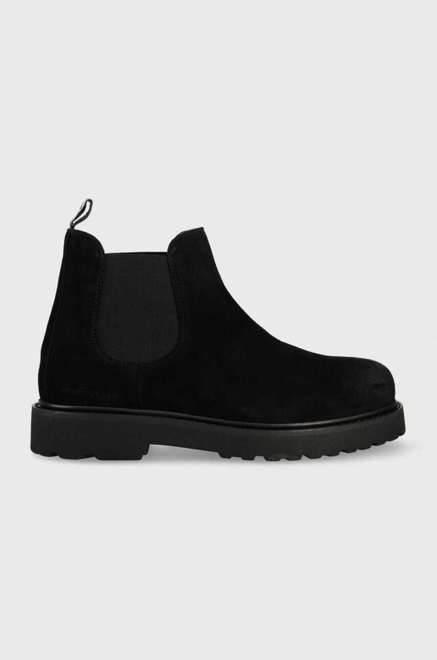 Tommy Jeans botine din piele intoarsa TJM CHELSEA HIGH BOOT barbati culoarea negru EM0EM01205 - Pled.ro