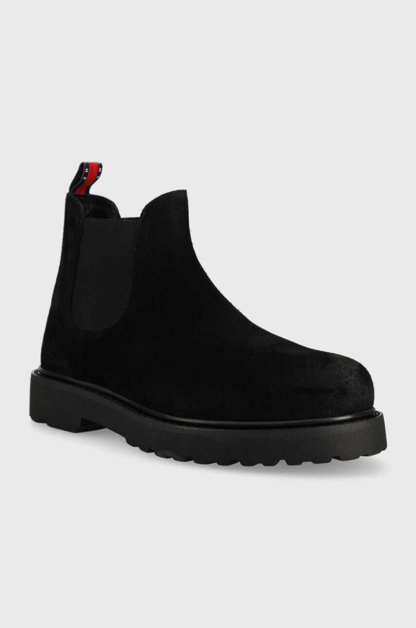 Tommy Jeans botine din piele intoarsa TJM CHELSEA HIGH BOOT barbati culoarea negru EM0EM01205 - Pled.ro