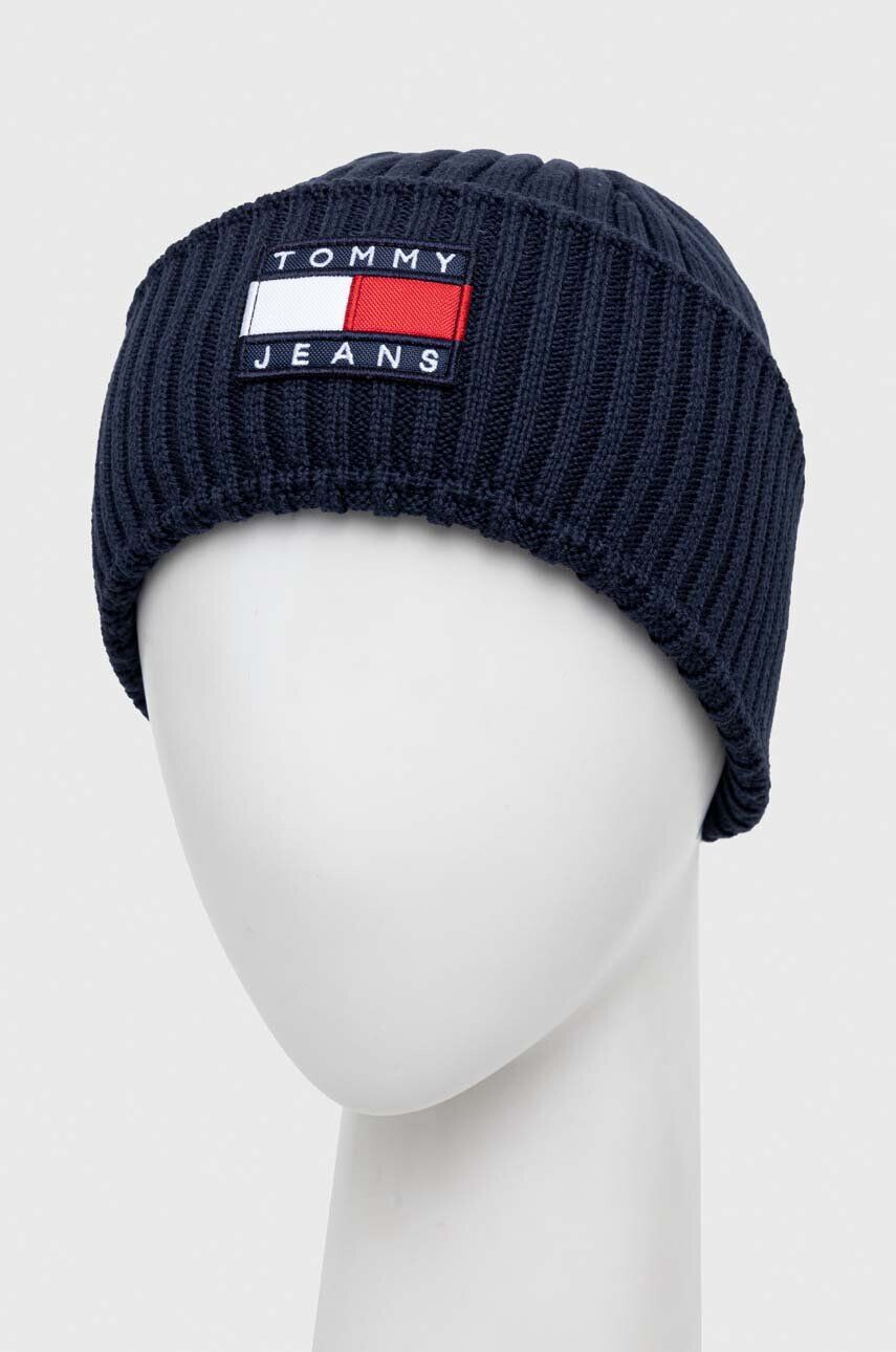 Tommy Jeans caciula culoarea albastru marin din tricot gros - Pled.ro