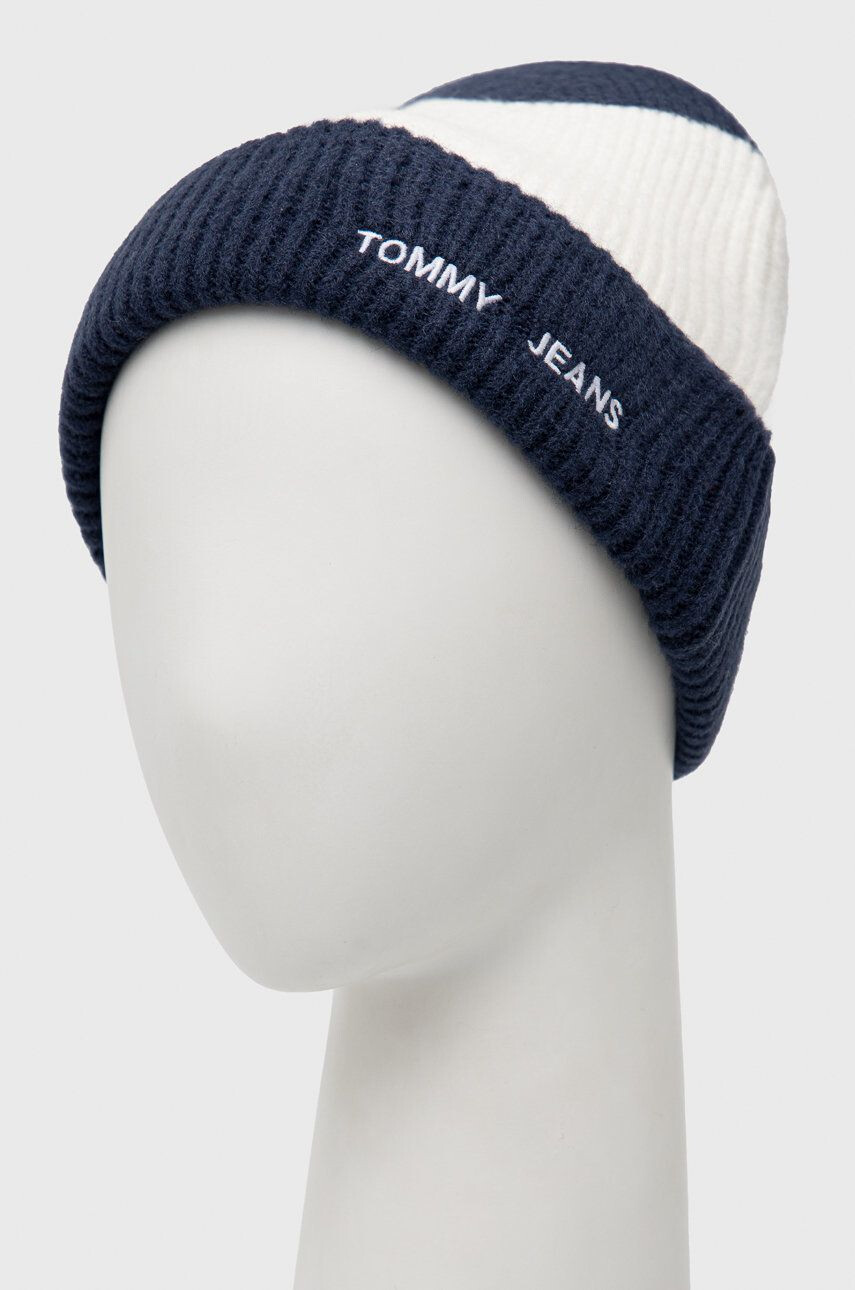 Tommy Jeans caciula din amestec de lana culoarea albastru marin - Pled.ro