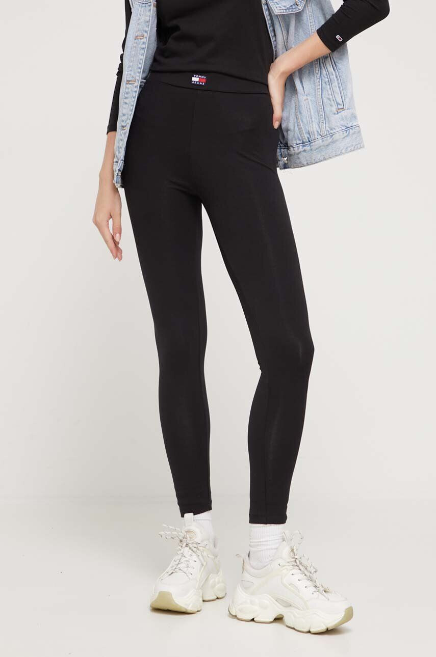 Tommy Jeans colanti femei culoarea negru neted - Pled.ro