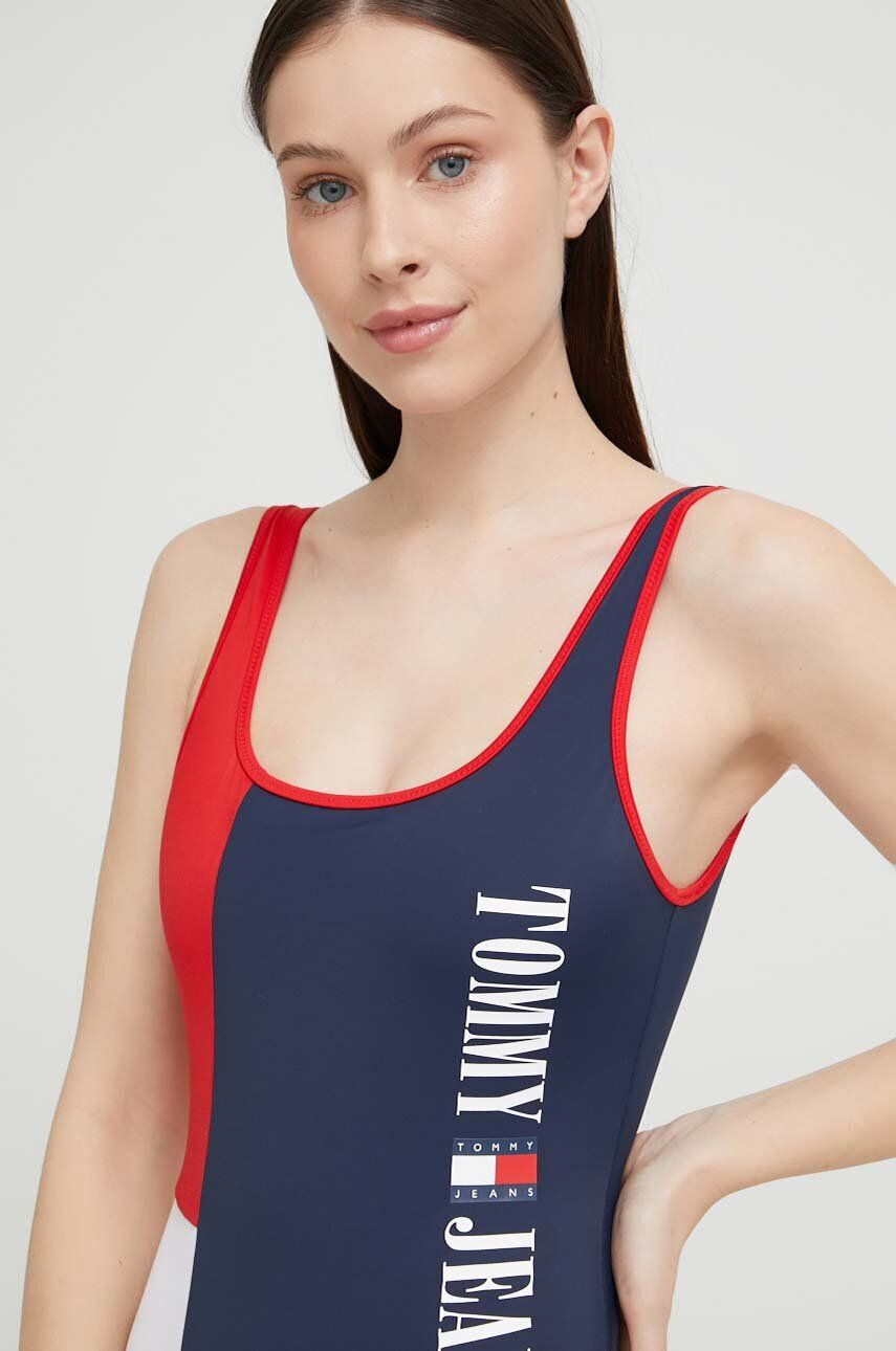 Tommy Jeans costum de baie dintr-o bucată culoarea albastru marin cupa moale - Pled.ro