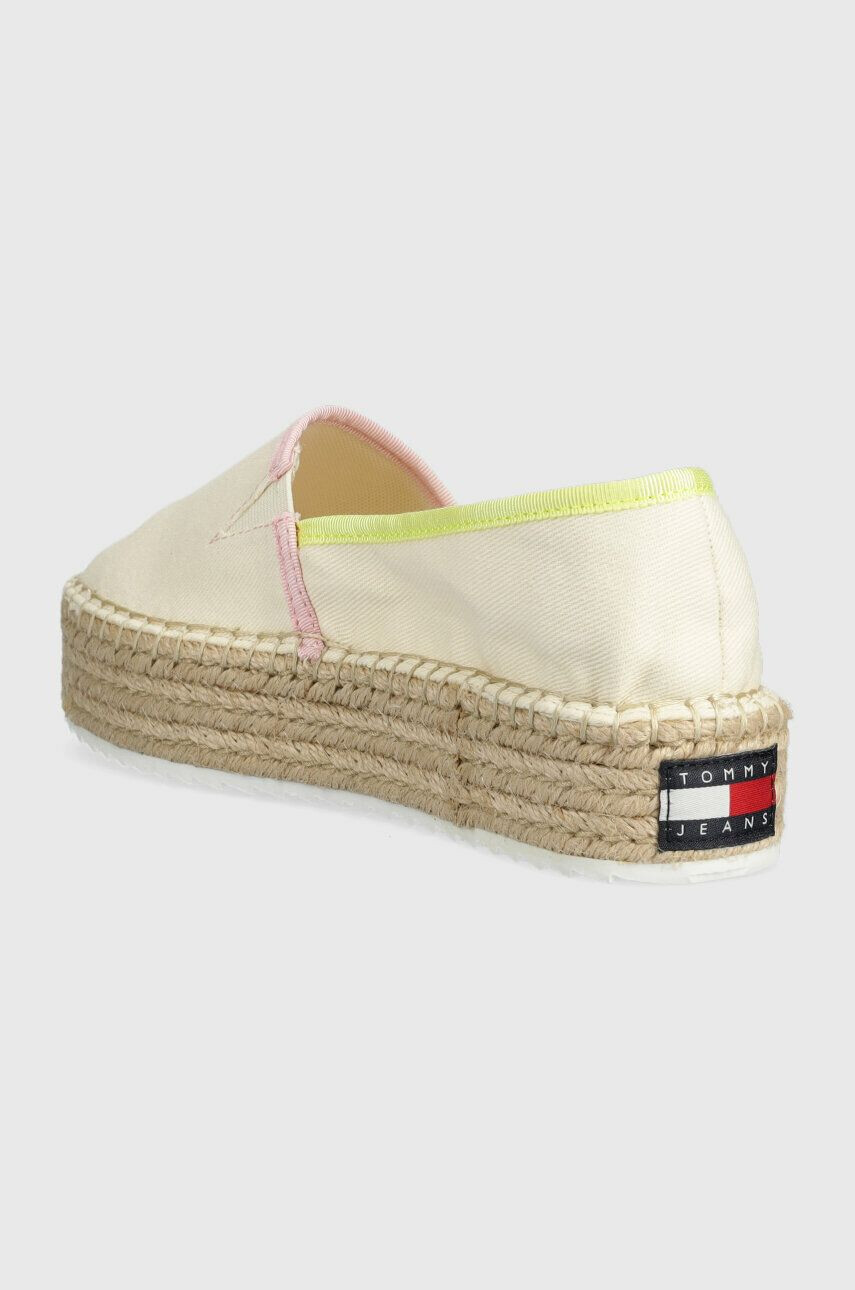 Tommy Jeans espadrile FLATFORM ESPADRILLE culoarea bej cu platforma EN0EN02078 - Pled.ro