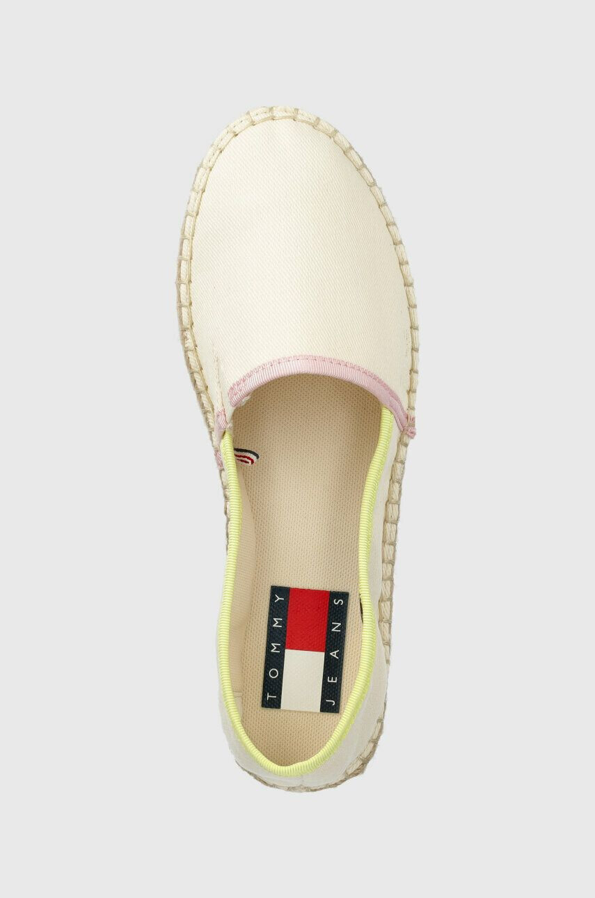 Tommy Jeans espadrile FLATFORM ESPADRILLE culoarea bej cu platforma EN0EN02078 - Pled.ro