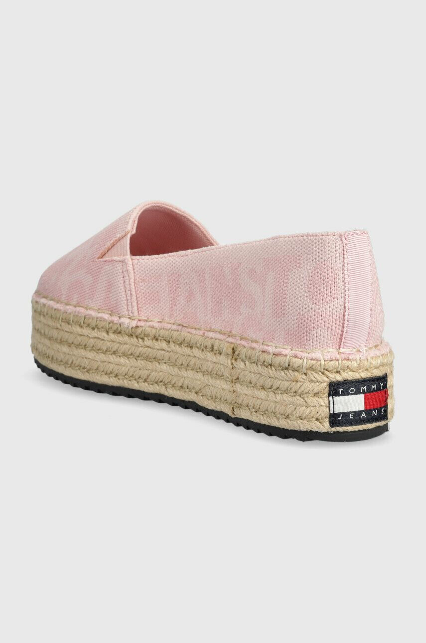 Tommy Jeans espadrile LOGOMANIA ESPADRILLE culoarea roz cu platforma EN0EN02079 - Pled.ro