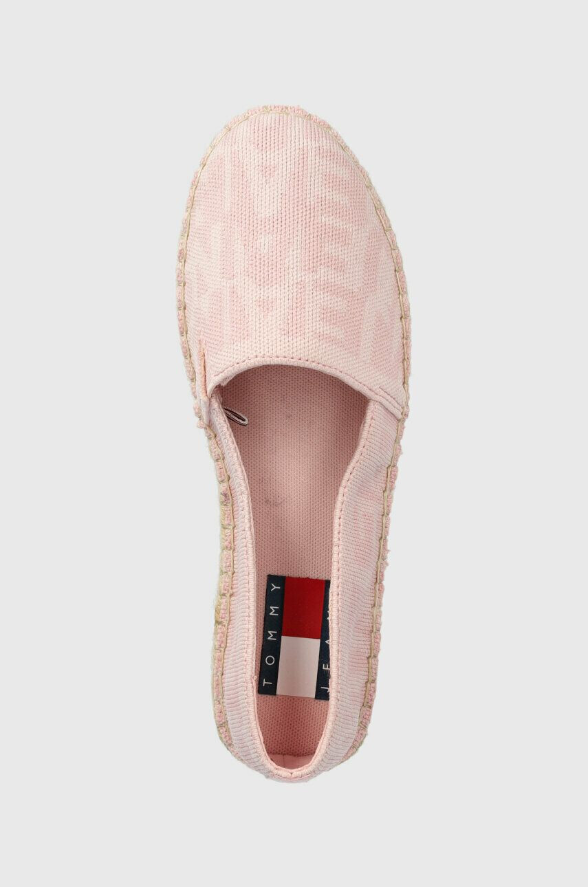 Tommy Jeans espadrile LOGOMANIA ESPADRILLE culoarea roz cu platforma EN0EN02079 - Pled.ro