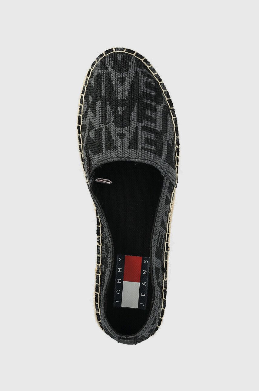 Tommy Jeans espadrile LOGOMANIA ESPADRILLE culoarea negru cu platforma EN0EN02079 - Pled.ro