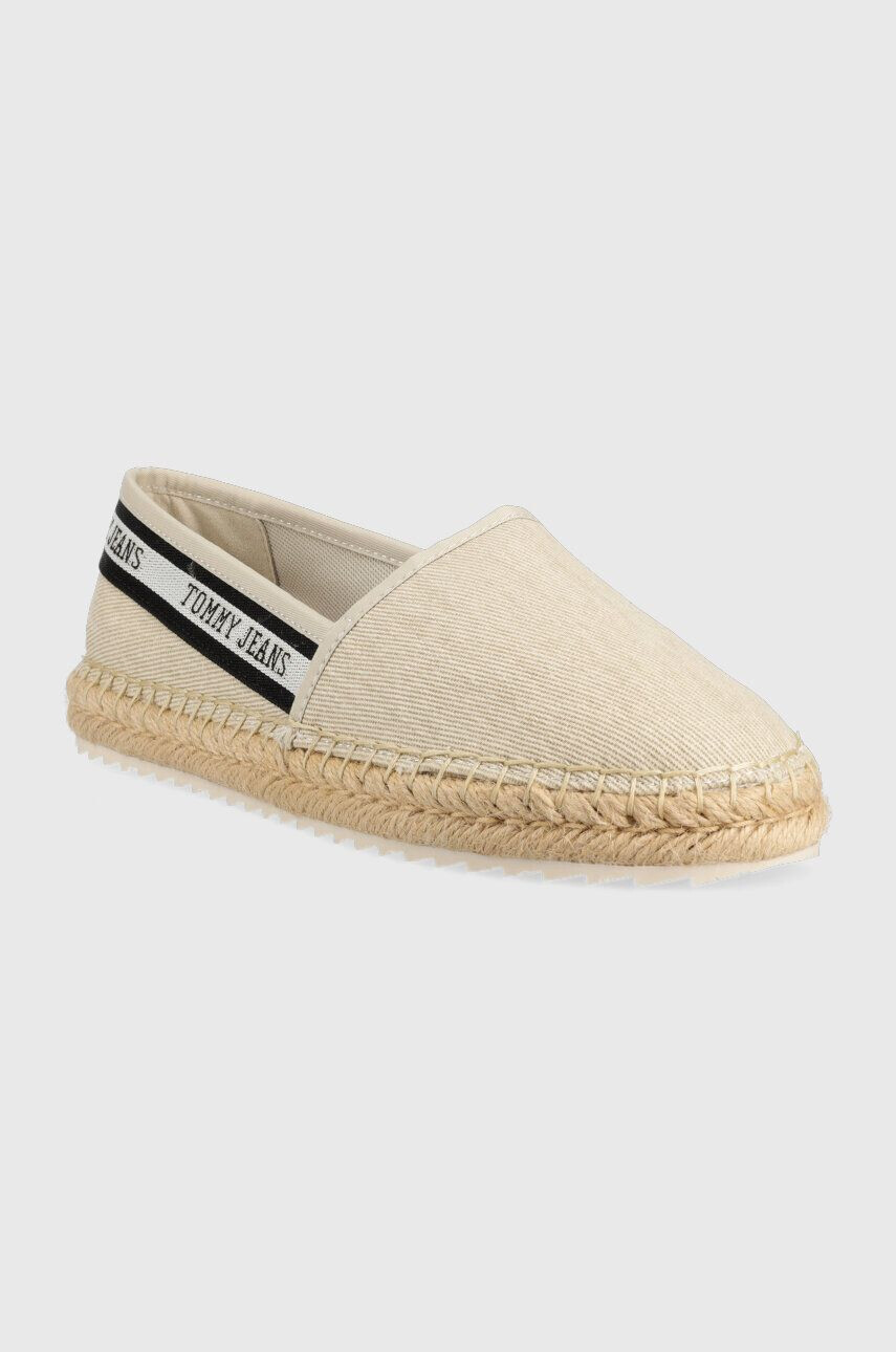 Tommy Jeans espadrile TJW FLATFORM WEBBING culoarea bej EN0EN02362 - Pled.ro