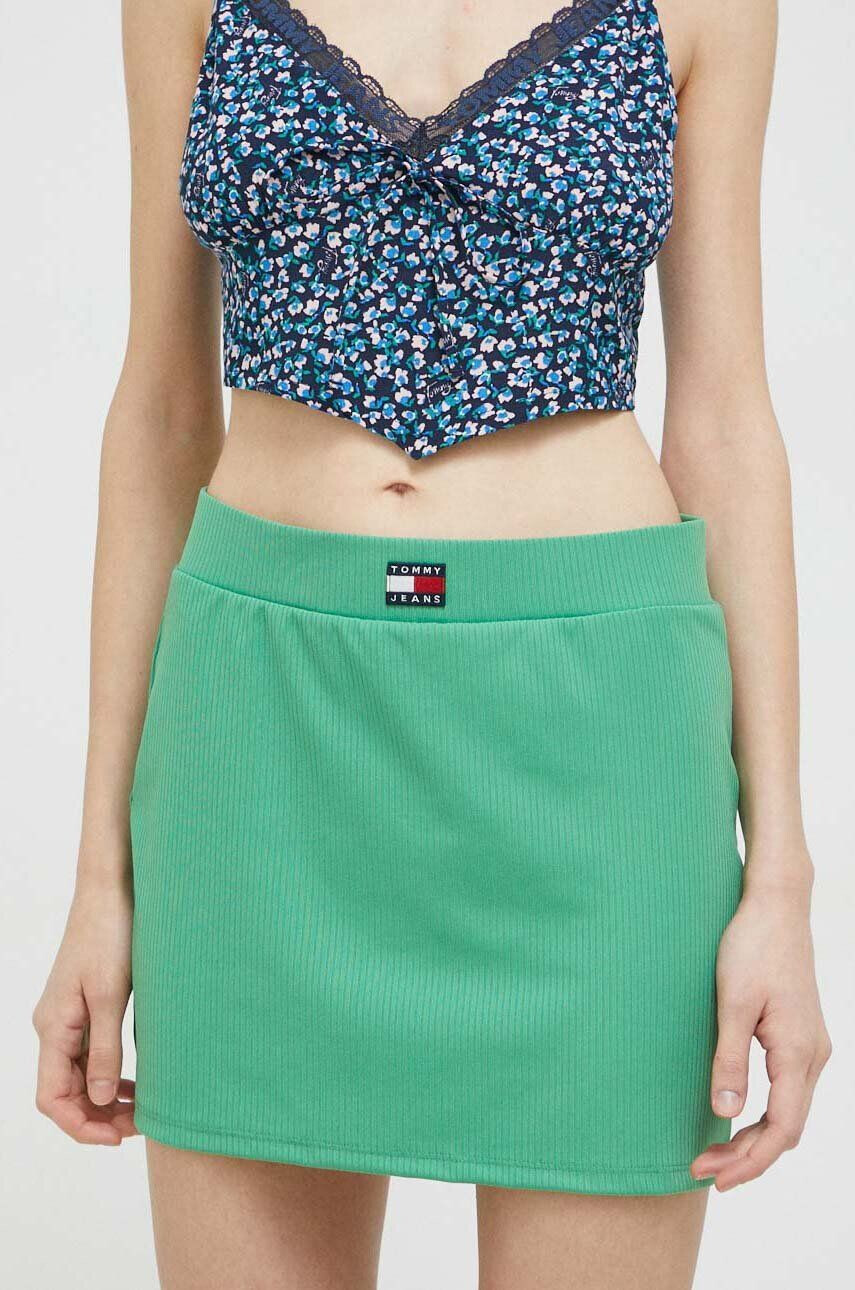 Tommy Jeans fusta culoarea verde mini drept - Pled.ro