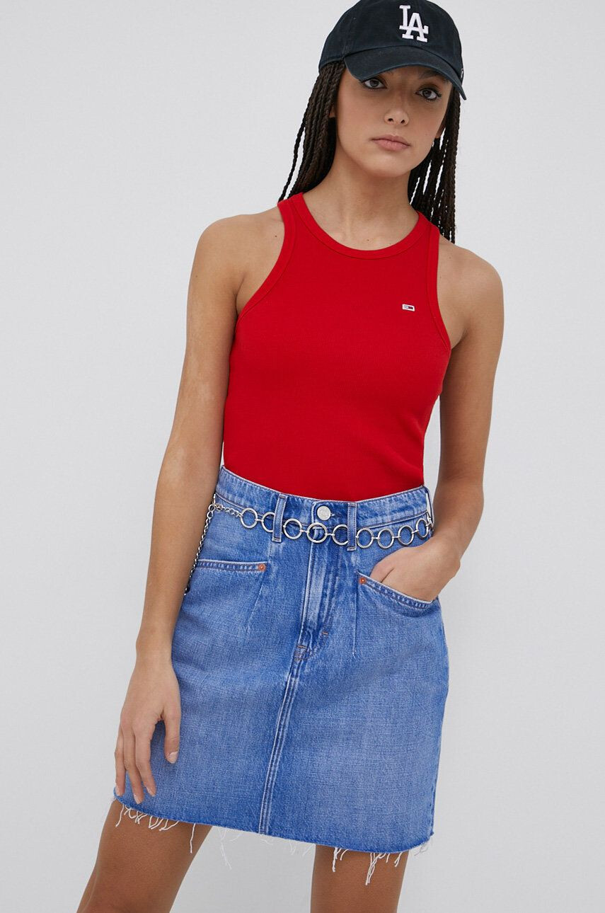 Tommy Jeans fusta jeans - Pled.ro