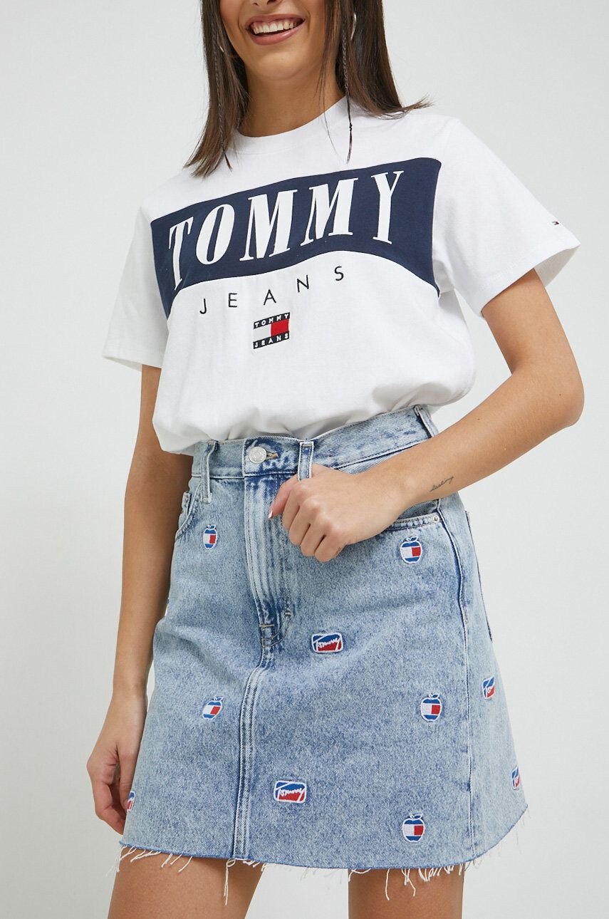 Tommy Jeans fusta jeans - Pled.ro