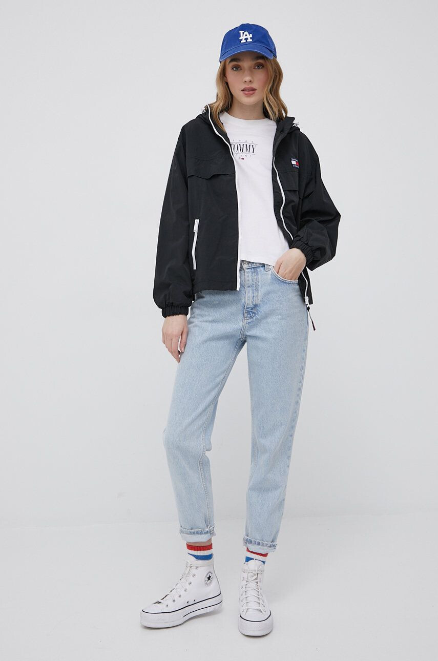 Tommy Jeans geaca femei culoarea negru de tranzitie - Pled.ro