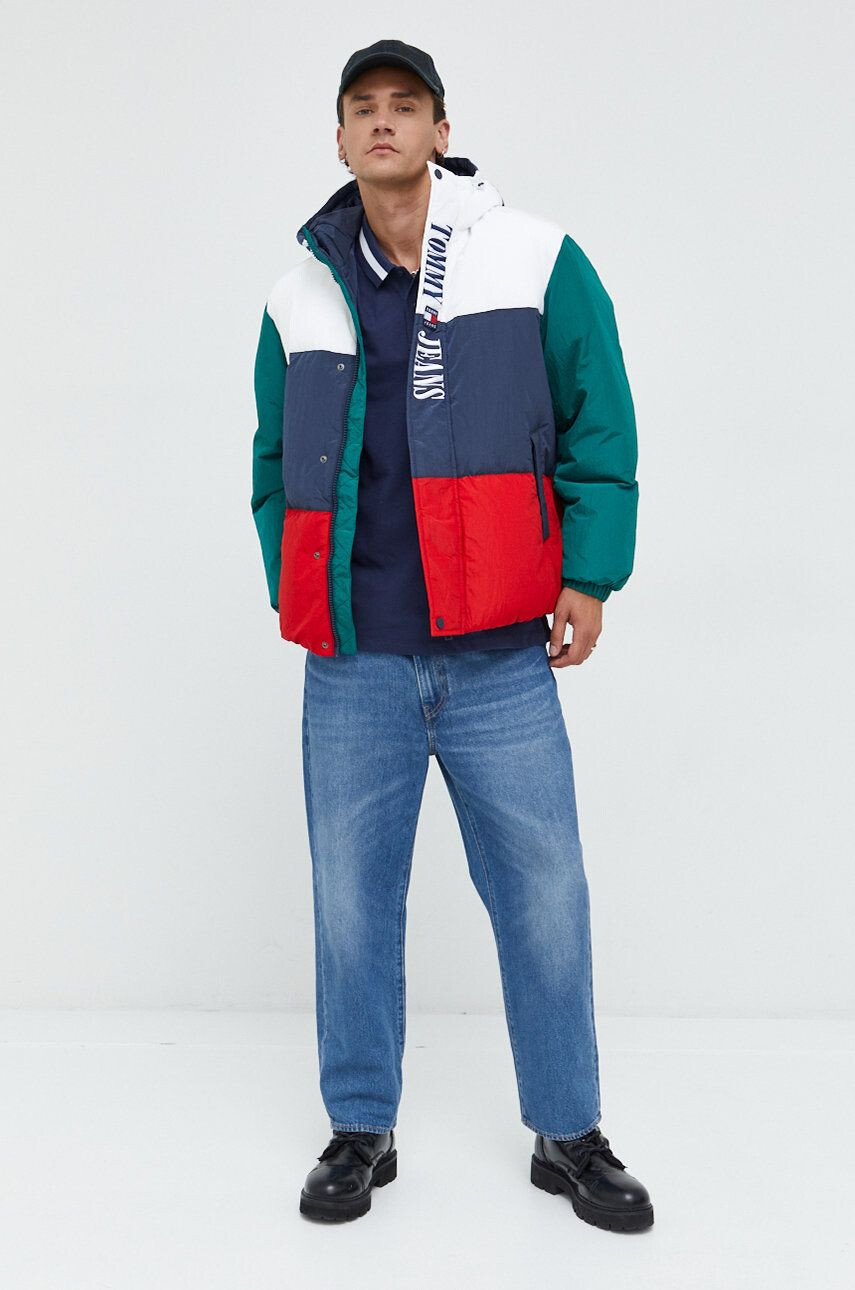 Tommy Jeans geaca barbati culoarea alb de iarna oversize - Pled.ro