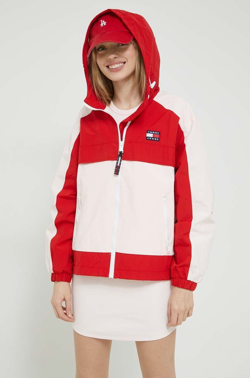 Tommy Jeans geaca femei culoarea rosu de tranzitie - Pled.ro