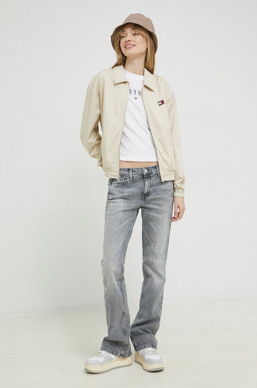 Tommy Jeans geaca femei culoarea bej de tranzitie - Pled.ro