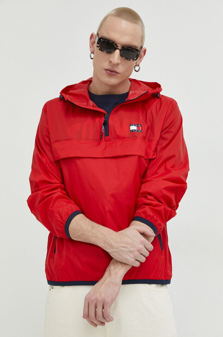 Tommy Jeans geaca barbati culoarea rosu de tranzitie - Pled.ro