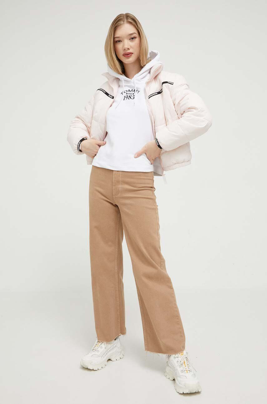 Tommy Jeans geaca femei culoarea roz de iarna oversize - Pled.ro