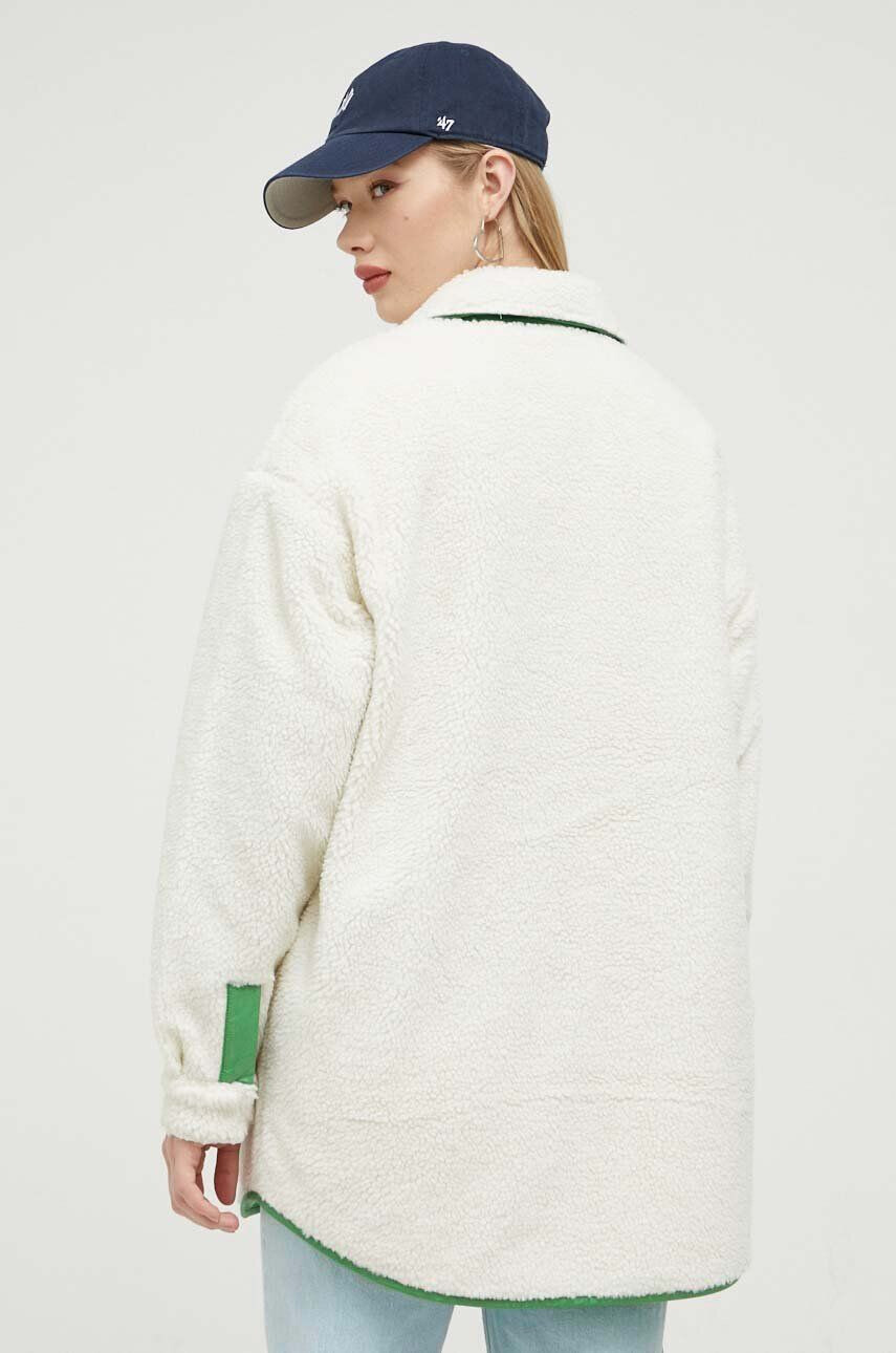 Tommy Jeans geacă reversibilă femei culoarea verde de tranzitie oversize - Pled.ro