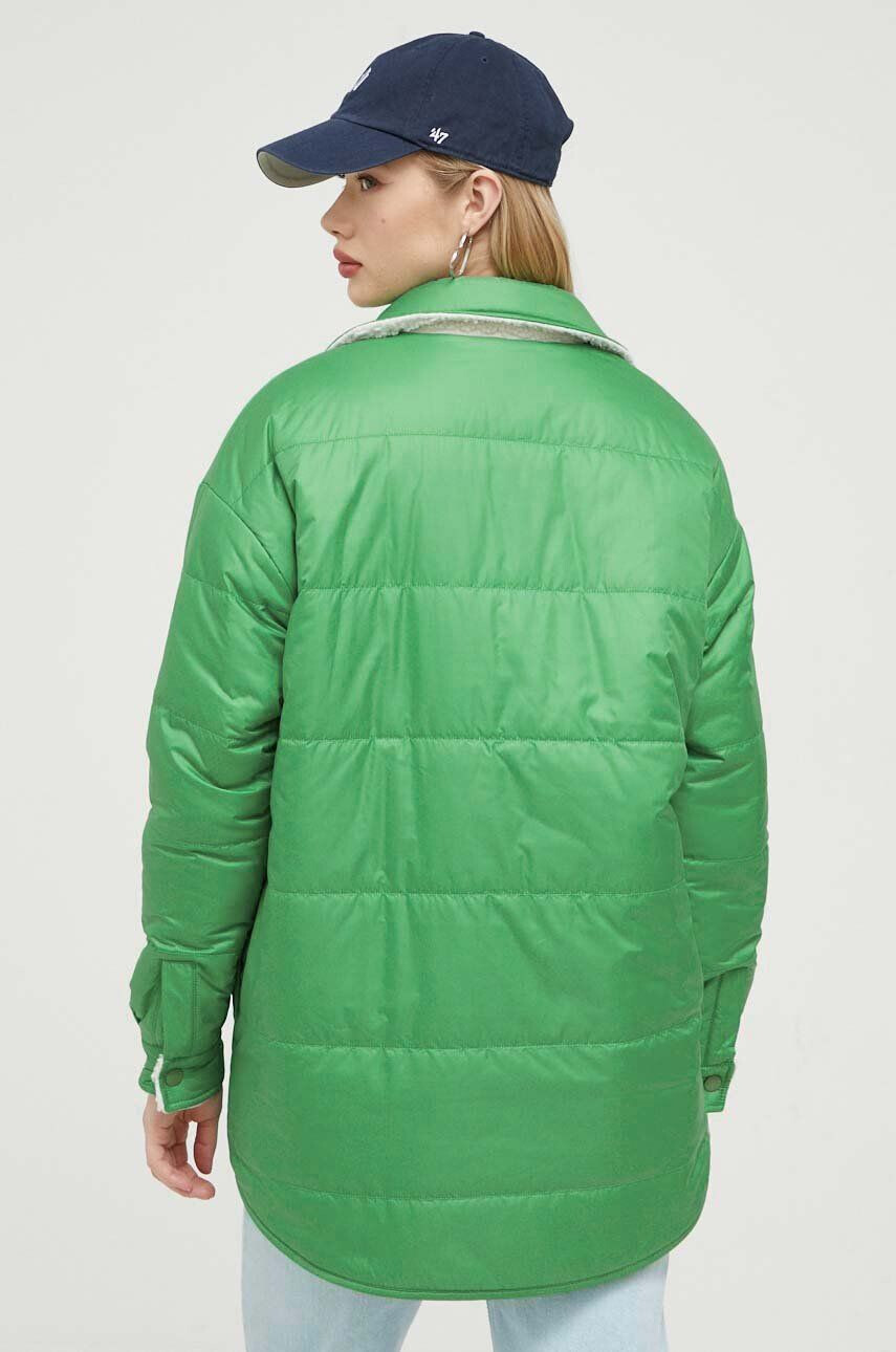 Tommy Jeans geacă reversibilă femei culoarea verde de tranzitie oversize - Pled.ro