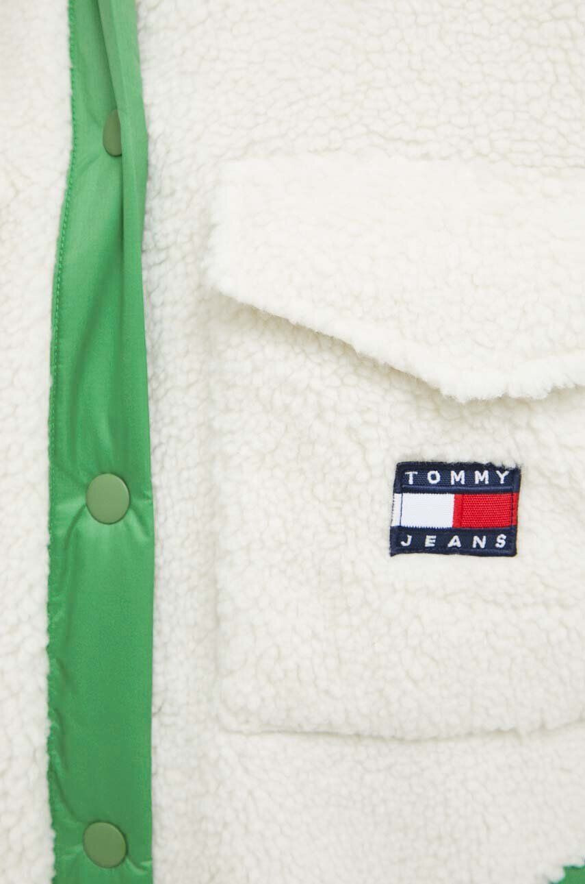 Tommy Jeans geacă reversibilă femei culoarea verde de tranzitie oversize - Pled.ro