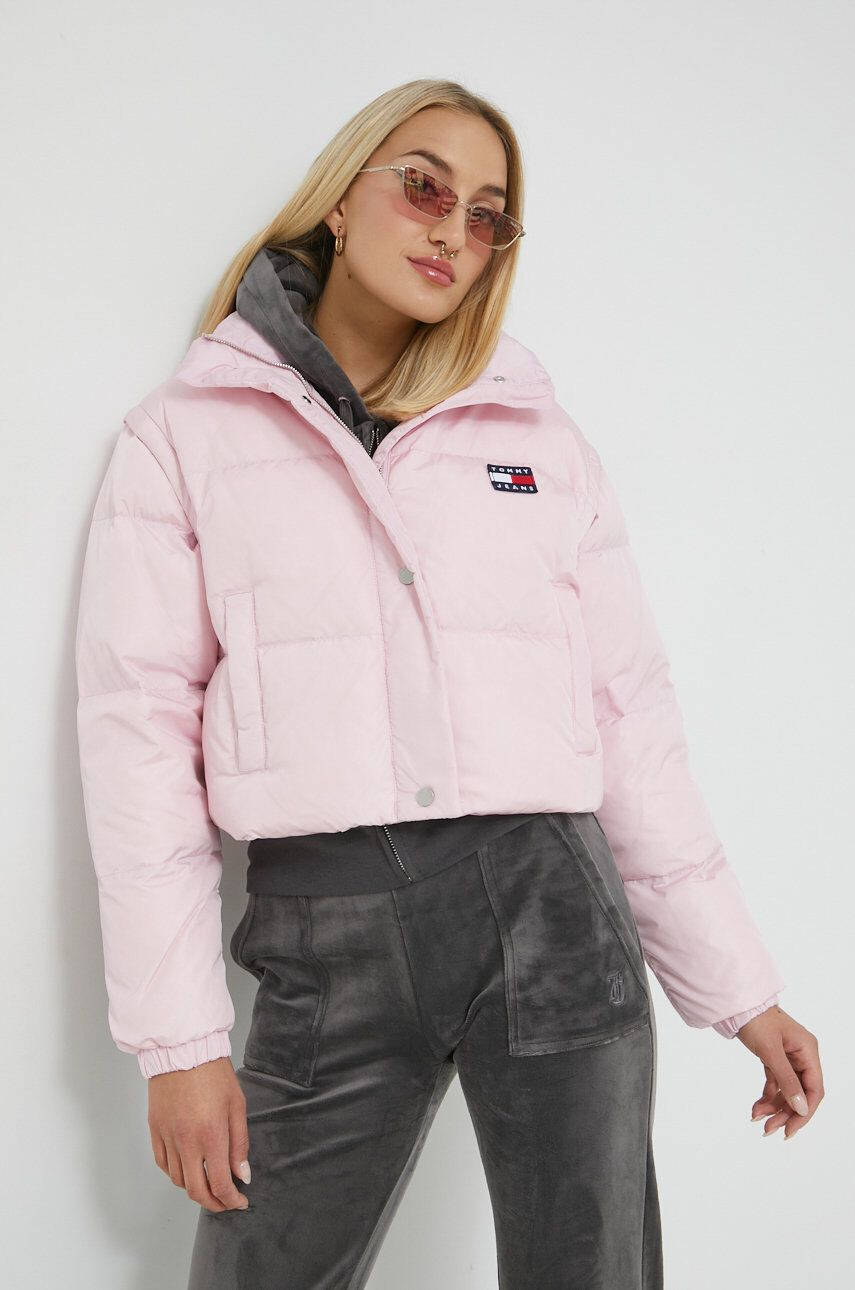 Tommy Jeans geaca de puf femei culoarea violet - Pled.ro