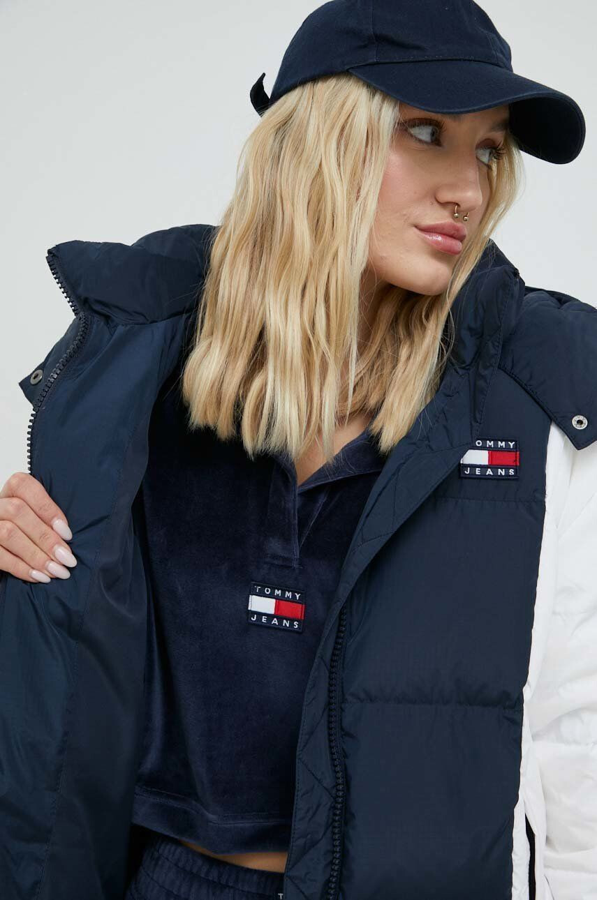 Tommy Jeans geaca de puf femei culoarea albastru marin de iarna - Pled.ro