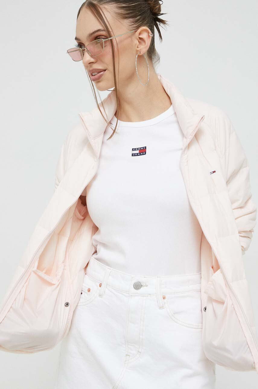 Tommy Jeans geaca de puf femei culoarea roz de tranzitie - Pled.ro