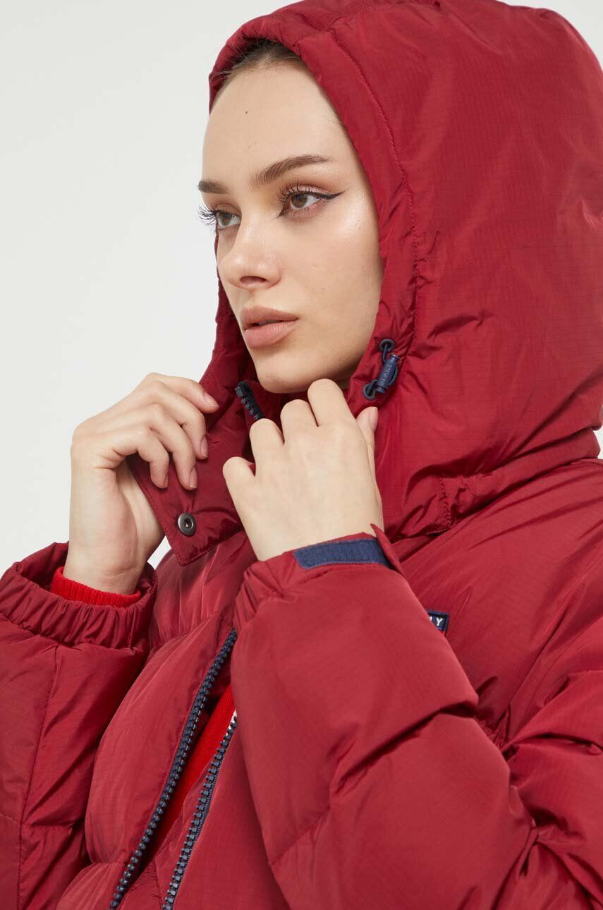 Tommy Jeans geaca de puf femei culoarea bordo de iarna - Pled.ro