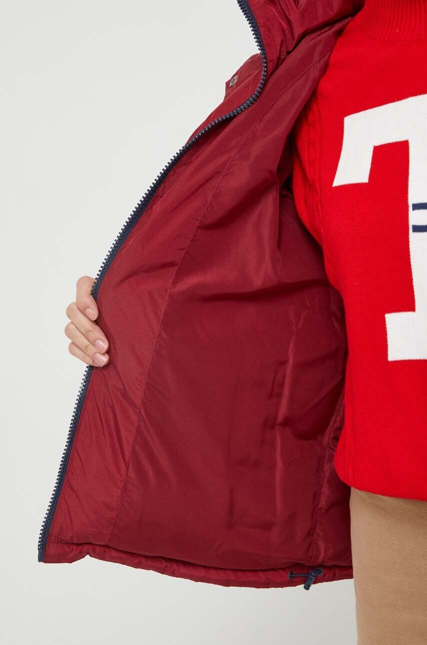 Tommy Jeans geaca de puf femei culoarea bordo de iarna - Pled.ro