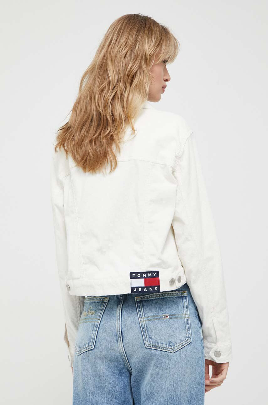 Tommy Jeans geaca din velur culoarea alb de tranzitie - Pled.ro