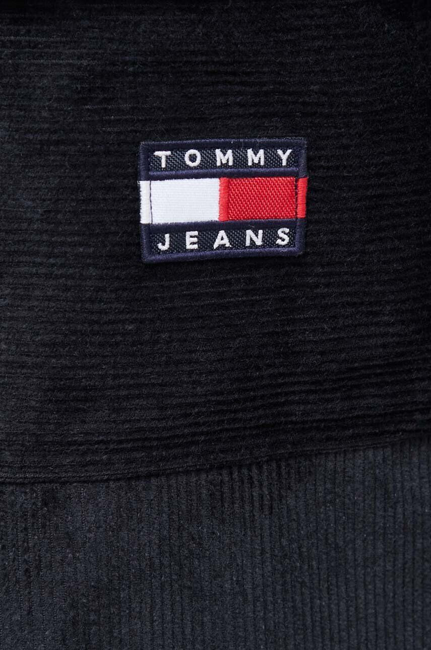 Tommy Jeans geaca din velur culoarea negru de tranzitie oversize - Pled.ro