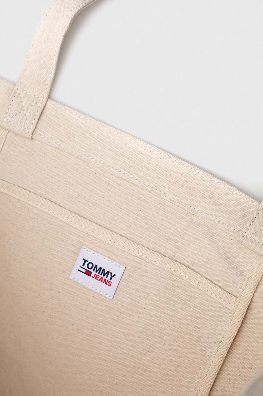 Tommy Jeans geanta de bumbac culoarea bej - Pled.ro