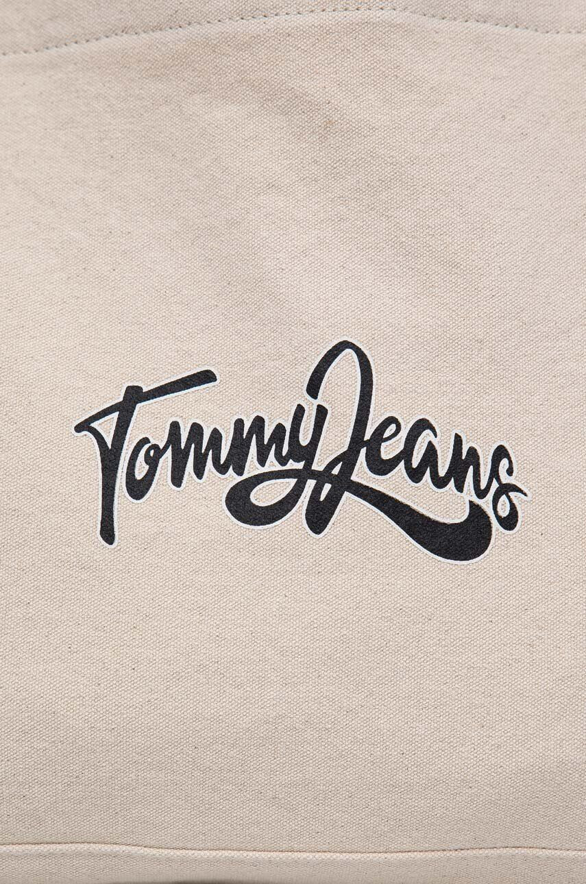 Tommy Jeans geanta de bumbac culoarea bej - Pled.ro