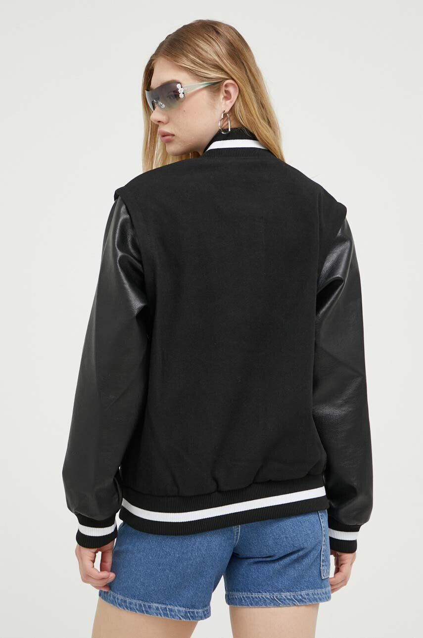 Tommy Jeans jacheta bomber din amestec de lana culoarea negru de tranzitie - Pled.ro