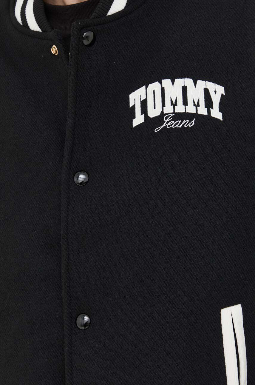 Tommy Jeans jacheta bomber din amestec de lana culoarea negru de tranzitie - Pled.ro